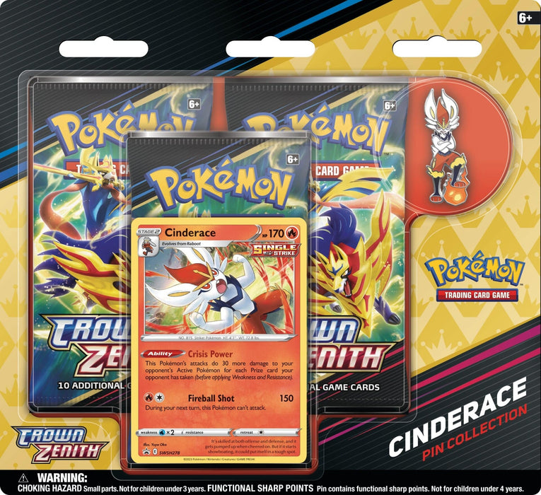 Pokemon TCG: Crown Zenith Pin Collection - Rillaboom, Cinderace & Inteleon