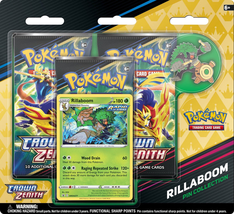 Pokemon TCG: Crown Zenith Pin Collection - Rillaboom, Cinderace & Inteleon
